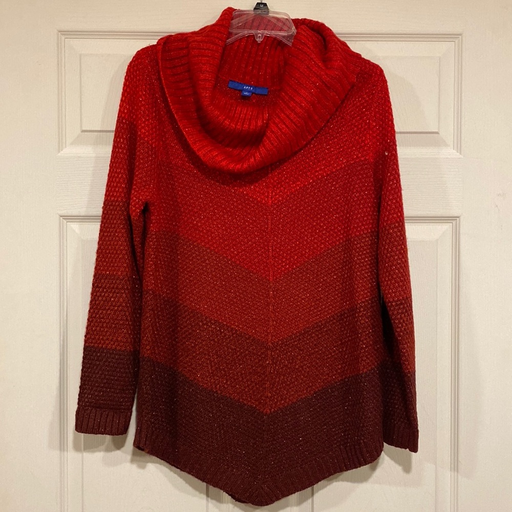 Red cowl neck tunic sweater